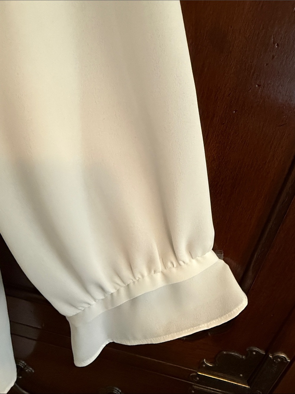 Karl Lagerfeld Ivory V-Neck Lace-Shoulder Blouse - Picture 4 of 9